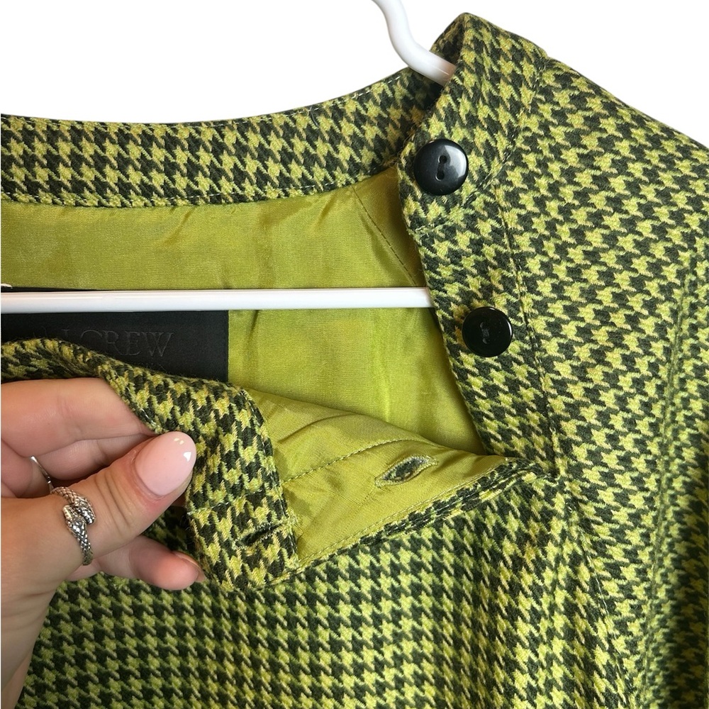 Vintage RARE Wool J Crew Green Houndstooth Retro 60s Inspired Size Small - Picture 3 of 7